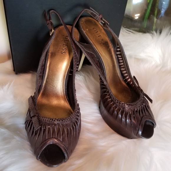 Guess brown open toe High Heel Shoes - Picture 1 of 7